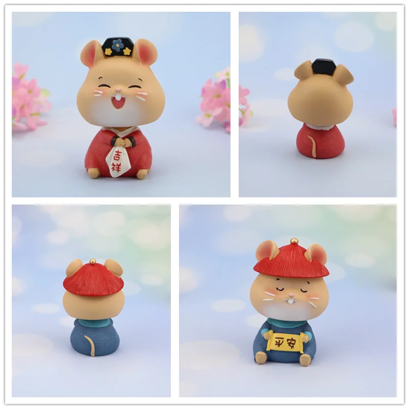 

Retro Court Rat Decoration Crafts Home Decor Shaking Head Mouse Ornaments Car Interior Accessories Dashboard Sculpture Toys