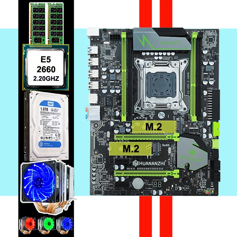 Материнская плата HUANAN ZHI X79 M.2 процессор Xeon E5 2660 2 ГГц 6 тепловых труб кулер ОЗУ 16 Гб