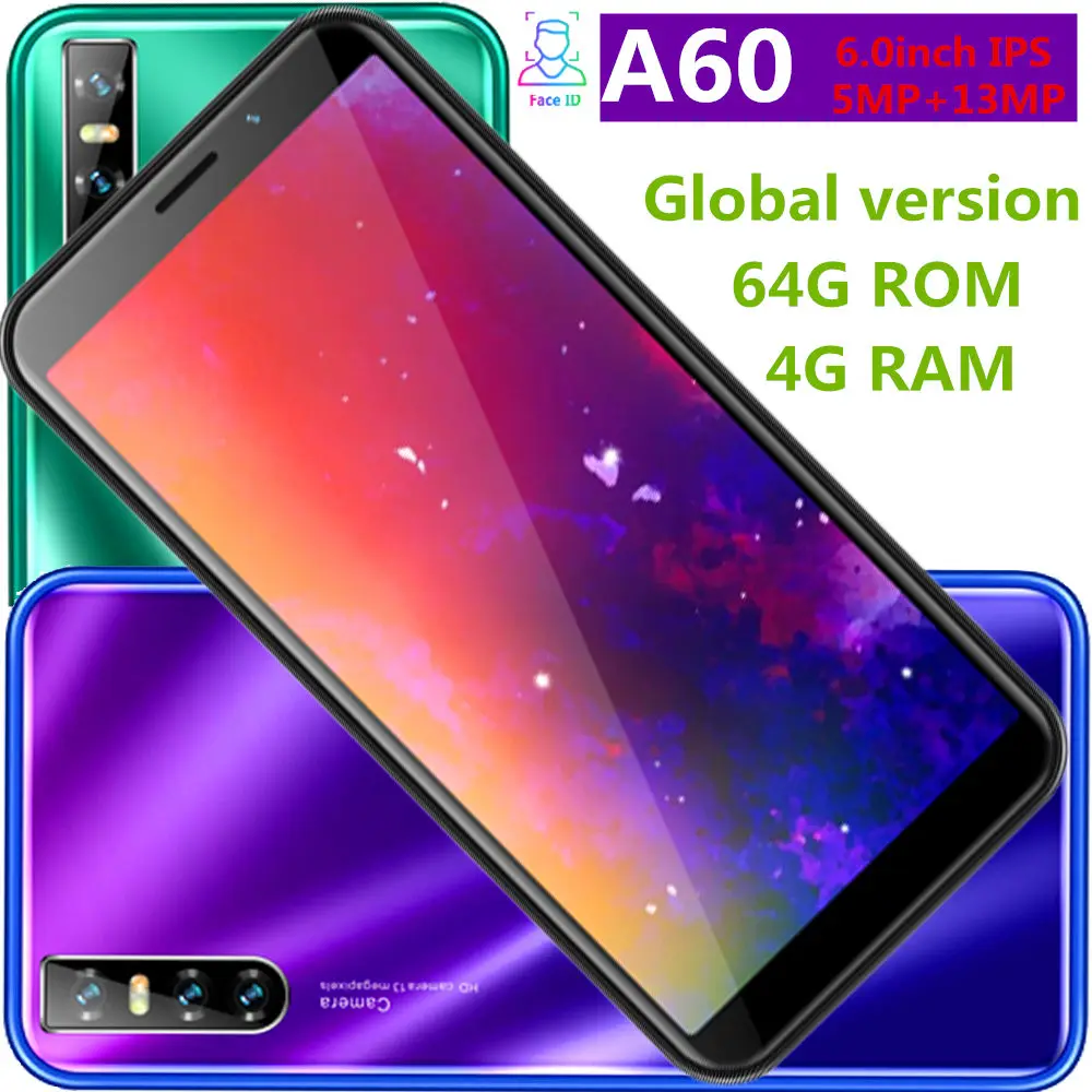 A60 глобальная версия quad core смартфонов 4G Оперативная память 64G Встроенная 13MP 6 0