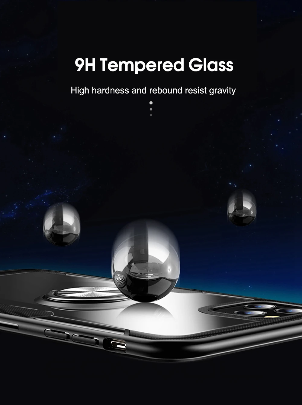 Для iPhone 11 Pro MAX чехол прозрачный закаленное стекло задняя крышка для iPhone XS XR X 8 7 6 6S Plus автомобильный магнитный держатель для колец чехол