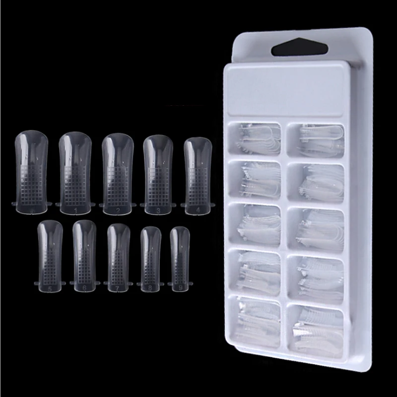 

1 Clip100 Pcs/box Clear Nail Forms Acrylic False Nails Building Mold Dual Finger Extension Nail Tips Clip DIY Manicure