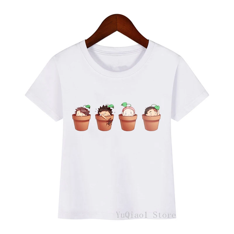 

Haikyuu Chibi In Flower Pot Cartoon Print T-Shirt Girls/Boys Funny Animal Tshirt Children'S Clothing 3-13 Years Toddler Clothes