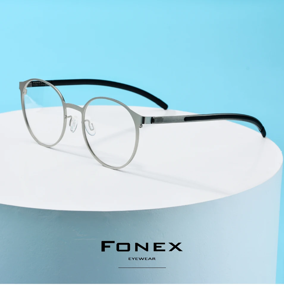 FONEX, титановый сплав, оптическая оправа для очков, женские ультралегкие круглые очки по рецепту, очки для близорукости, мужские очки без винтов, 984