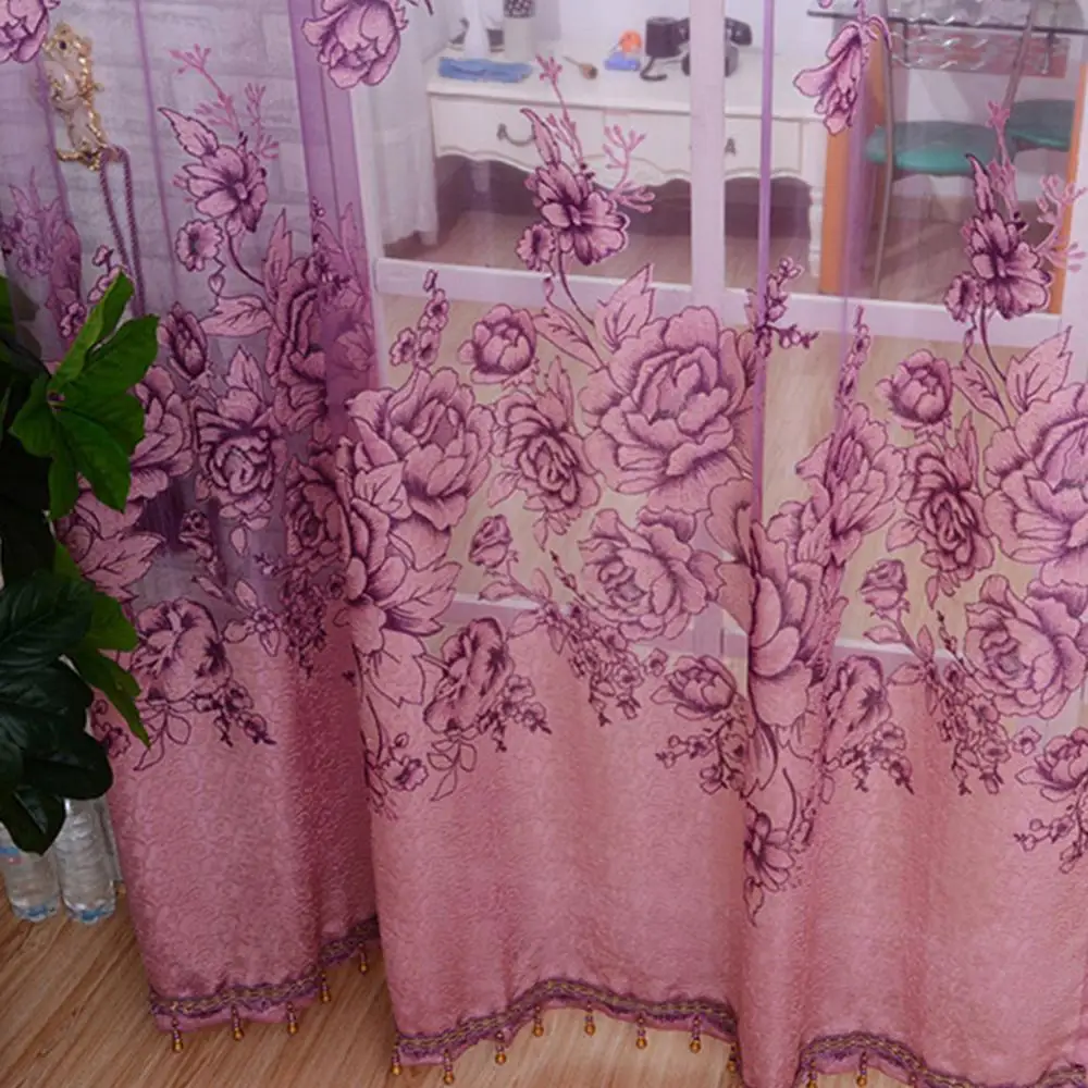 

1 Pc Jacquard Sheer Curtains For Living Room Bedroom Kitchen Tulle Window Treatment Curtain Embroidered Voile Panel