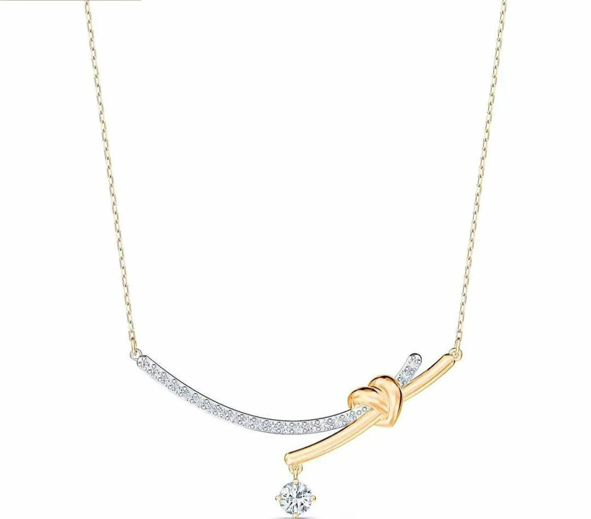 

SWA Fashion Women's Jewelry Exquisite Luxury Romantic Gorgeous Love Knot Single Girl's Pendant Necklace Charm Gift