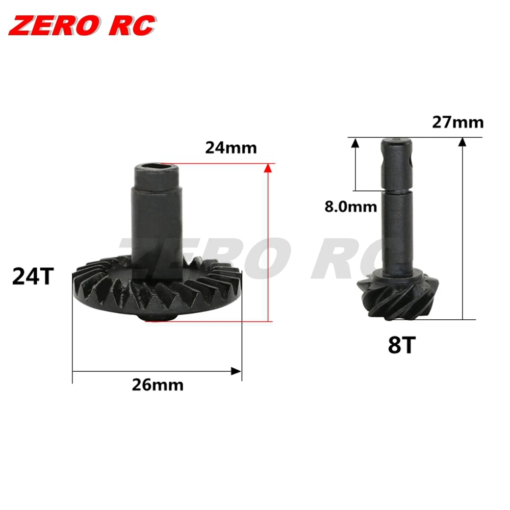Сверхмощный винтовой конический кольцевой шестерни Набор 8T 24T для 1/10 осевого SCX10
