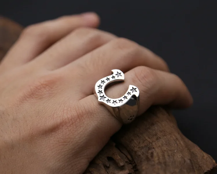 

100% 925 pure silver lucky horseshoe thai silver ring