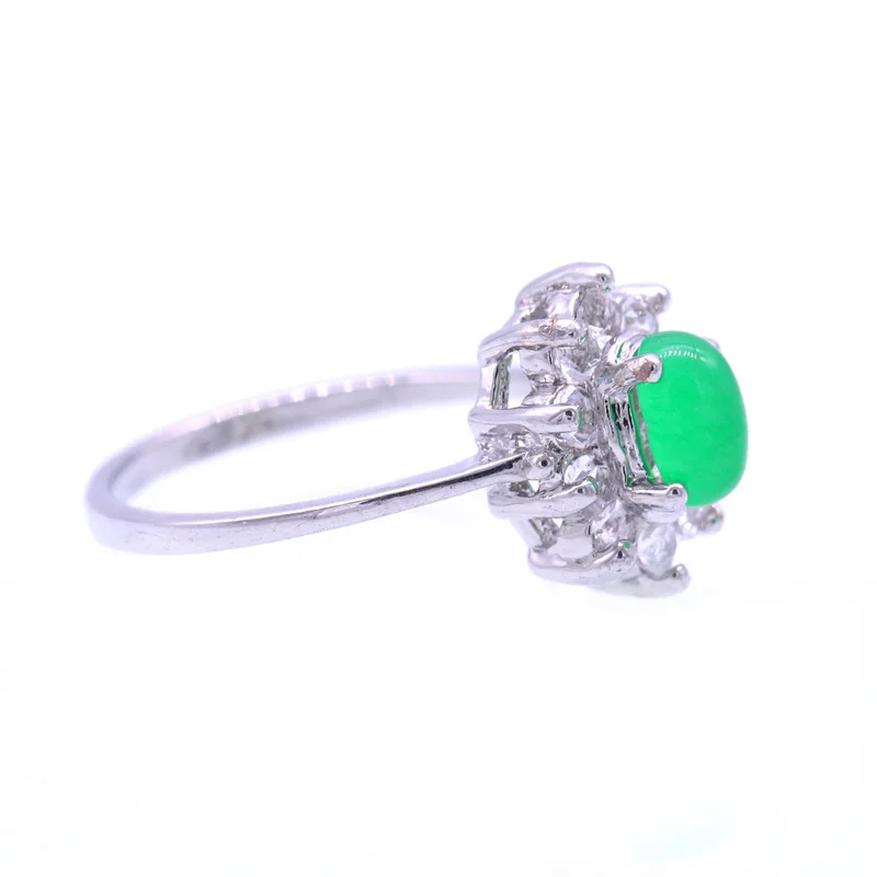 GZJY модное простое овальное обручальное кольцо с зеленым камнем и цирконием цвета