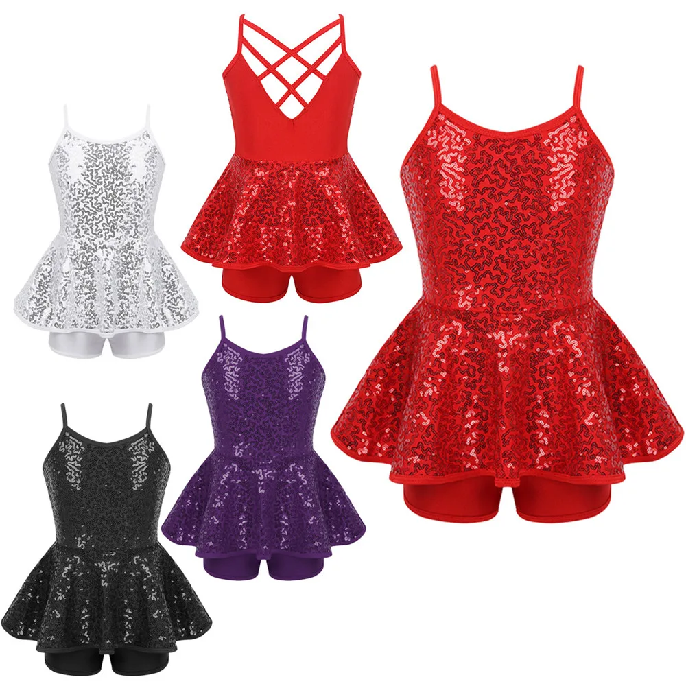 ChicTry/детское балетное платье пачка с блестящими блестками без рукавов для