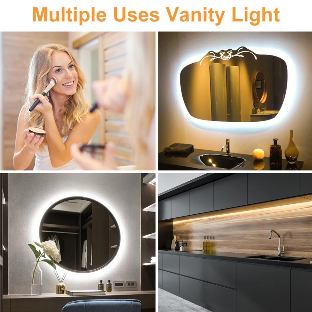 

Makeup Mirror Light Vanity Hand Sweep Sensor LED Wall Lamp Dimmable Dressing Table LED Mirror Light Makeup Vanity Cabinet USB