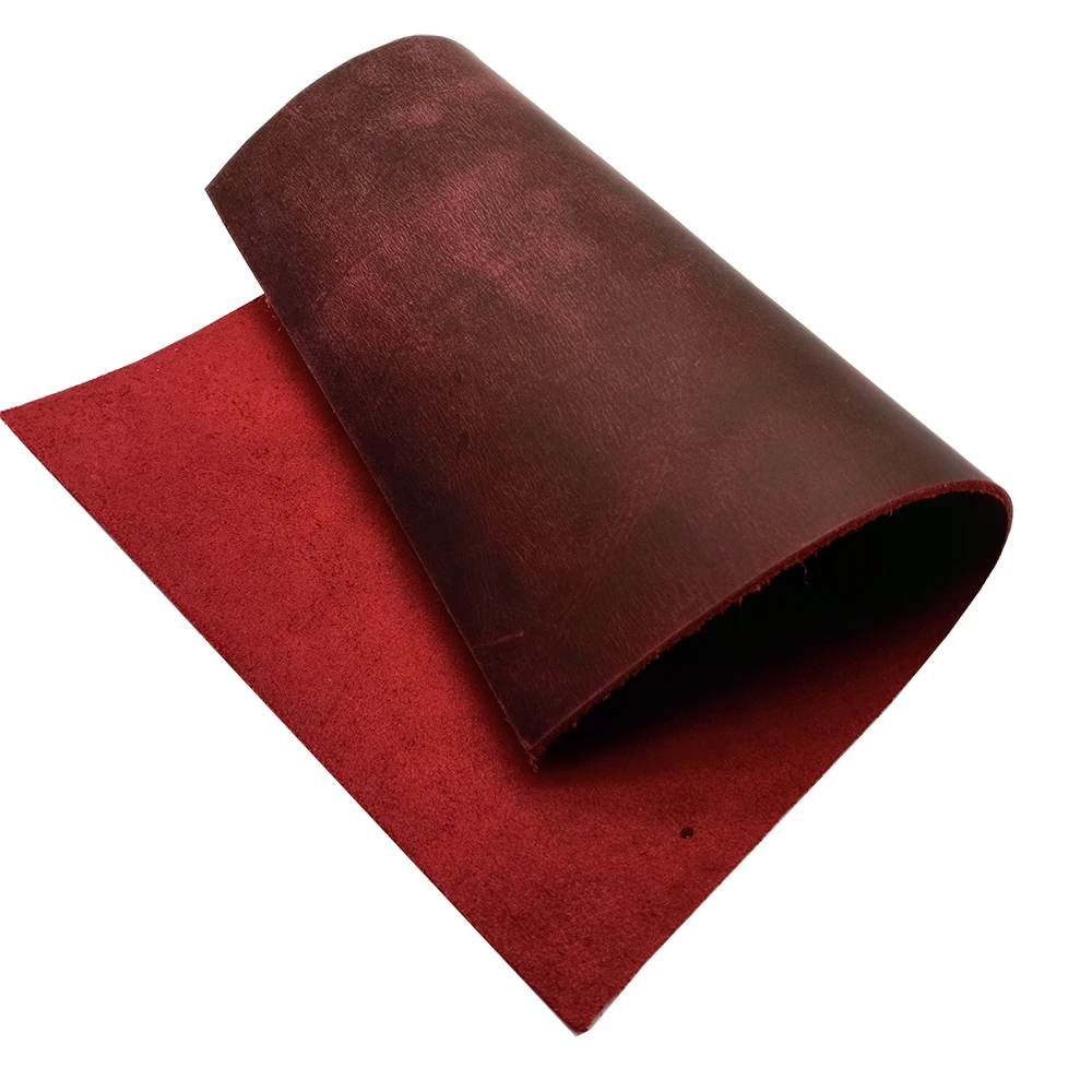 

Wine Red Natural Crazy Horse Leather Genuine Leather for Hand Diy Leather Craft