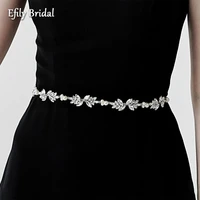 efily fashion pearl and crystal belt wedding dress accessories for women silver color rhinestone bridal sash bridesmaid gift