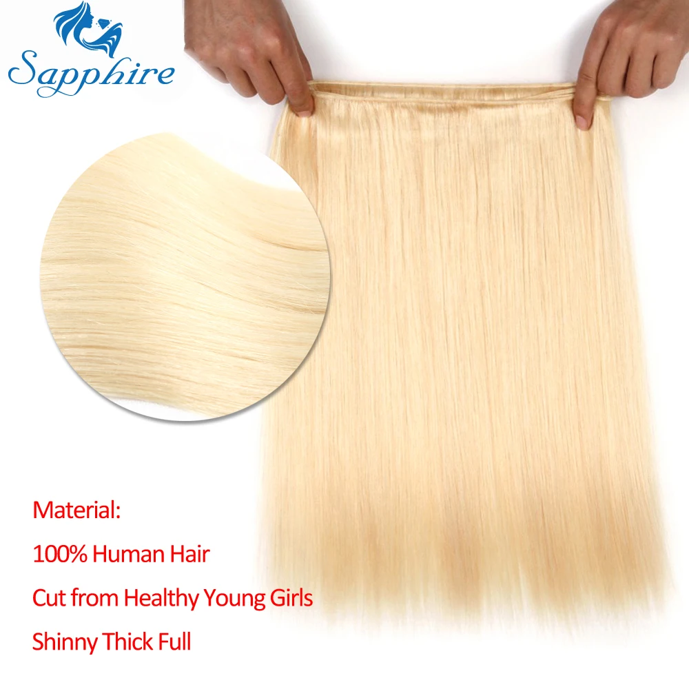 Сапфир 613 блонд пряди с застежкой бразильские Прямые кружевной человеческие