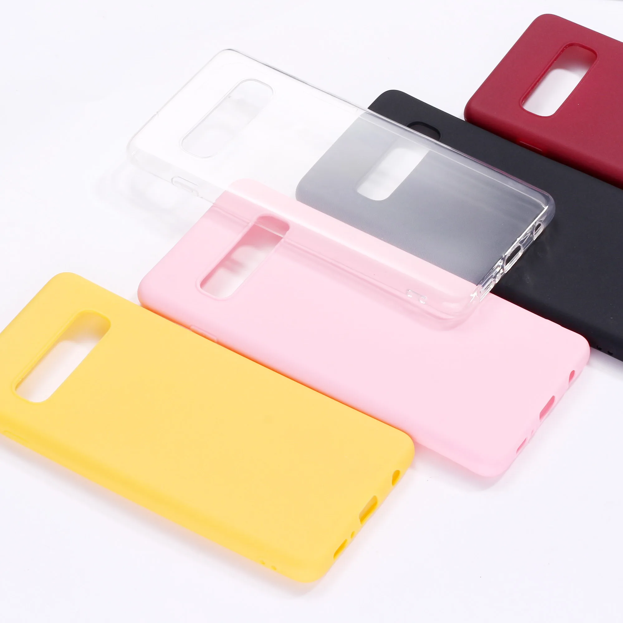 

Simple Solid Color Cases For Samsung S8 S9 S10 S10e Plus lite Note 8 Note 9 Clear Crystal Candy Silicone Phone Case Funda Coque