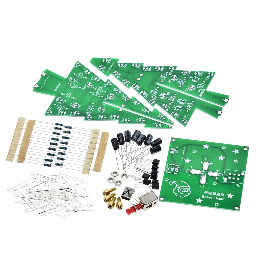 TZT трехмерный 3D Рождественская елка светодиодный DIY Kit красный/зеленый/желтый светодиодный набор для вспышки электронный набор для развлечения
