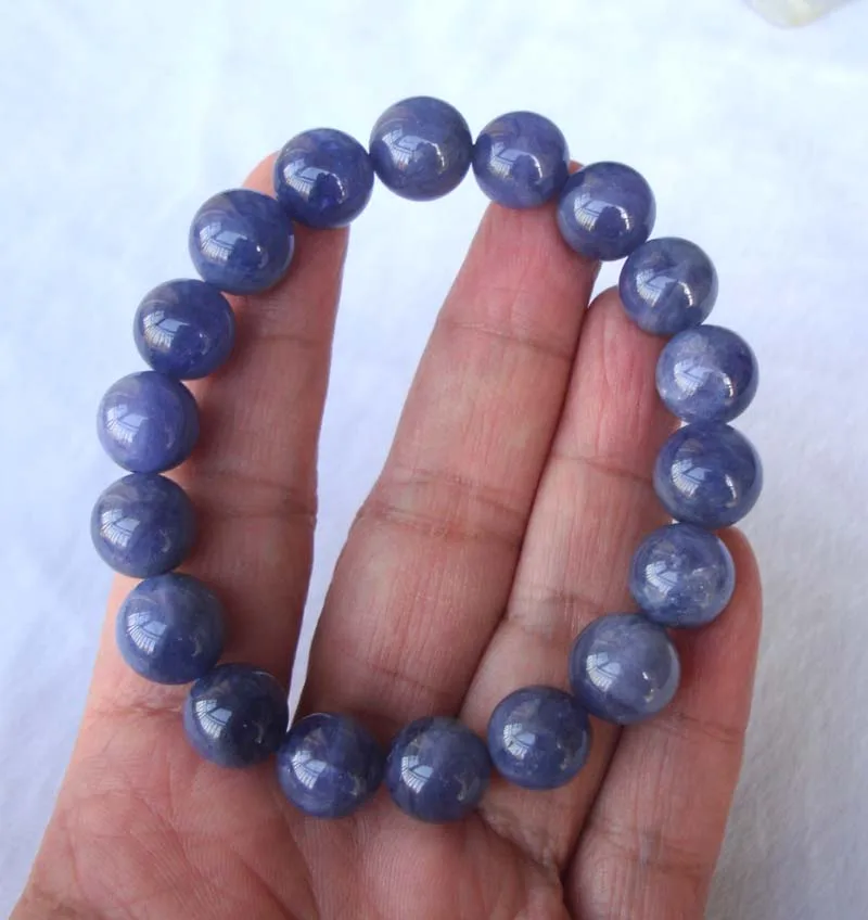 Браслет с бусинами из натурального танзанита 11 мм | Украшения и аксессуары