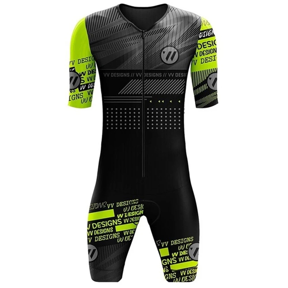 

VVS Designs Summer Men's Triathlon Skinsuit Cycling Jersey Short sleeve Jumpsuit Road mtb Bike Running Clothing Maillot Ciclismo