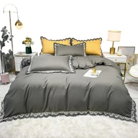 simple and light luxury four piece carbon brushed bedding nordic model house bedding american bedding bedroom set queen