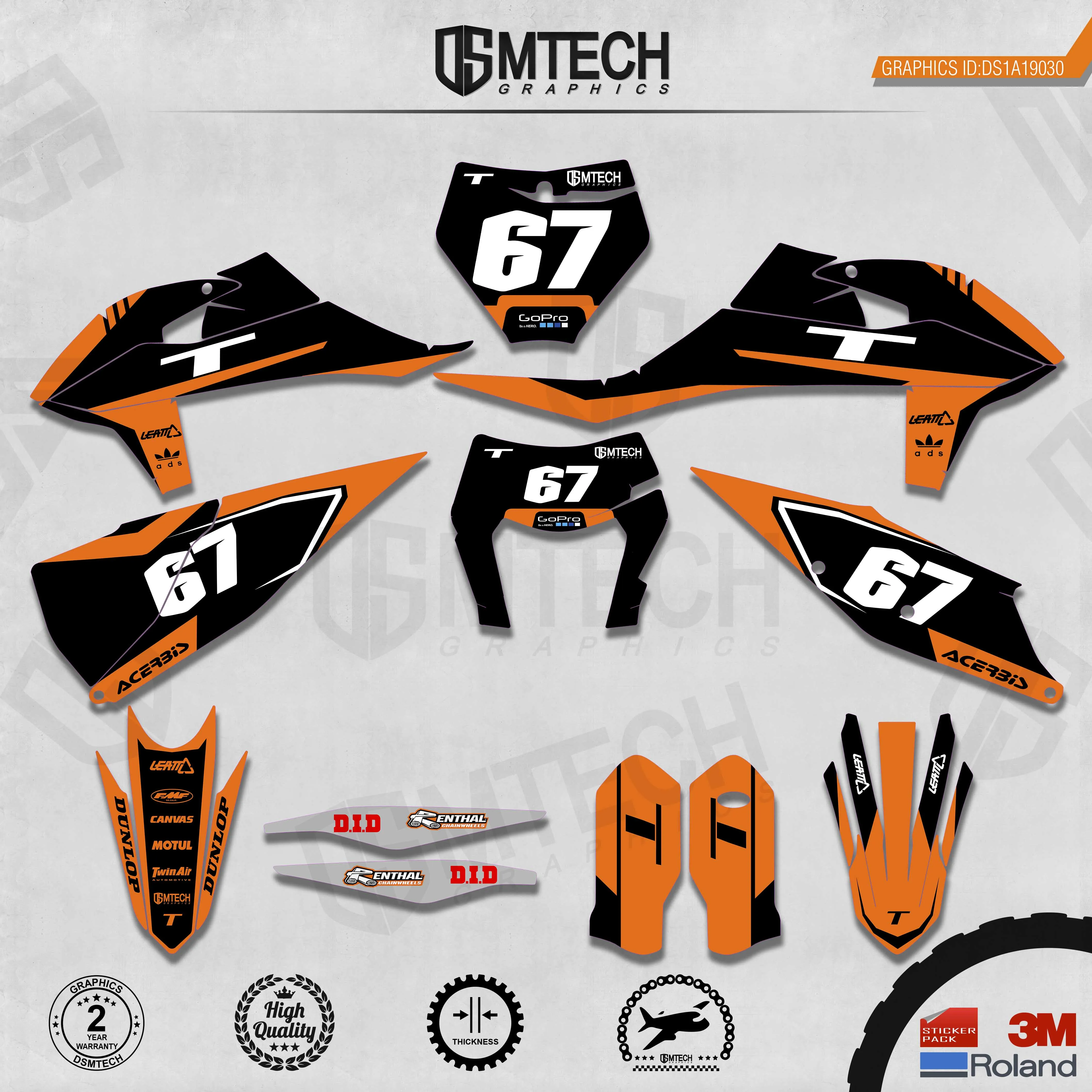DSMTECH Customized Team Graphics Backgrounds Decals 3M Custom Stickers For 2019-2020 SXF 2020-2021EXC 030