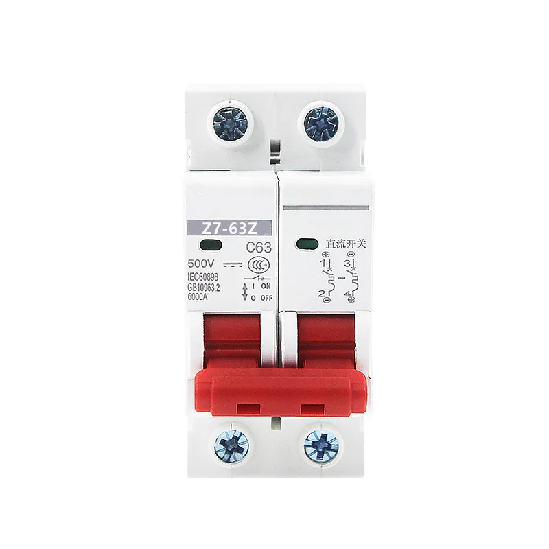 Фото 2 P DC 500 V солнечная мини-выключатель 6A/10A/16A/20A/25A/32A /40A/50A/63A DC Air переключатель MCB №3