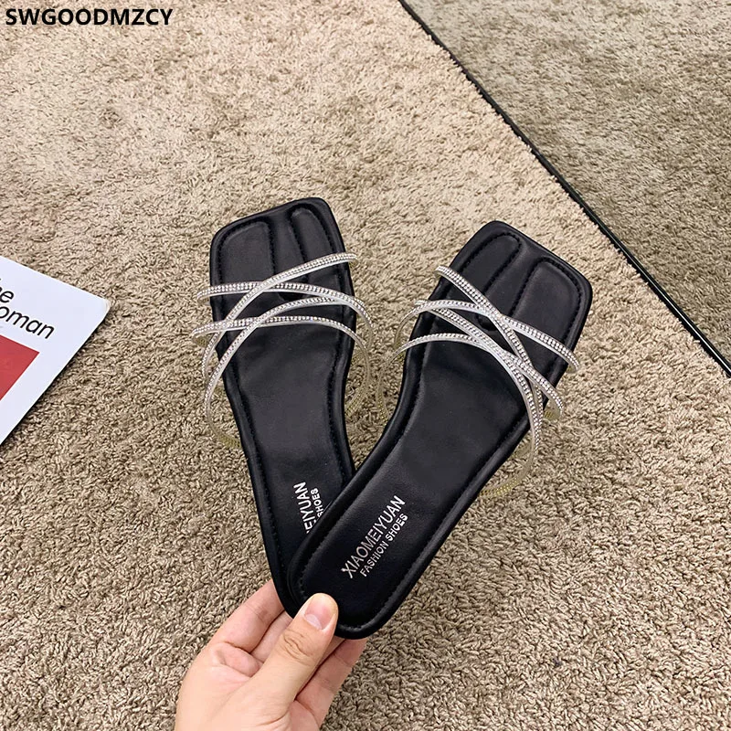 

Flats Shoes Women Ladies Slippers Woman Slippers Slides Women Designer Slippers Women Summer 2021 Crystal Zapatillas De Mujer
