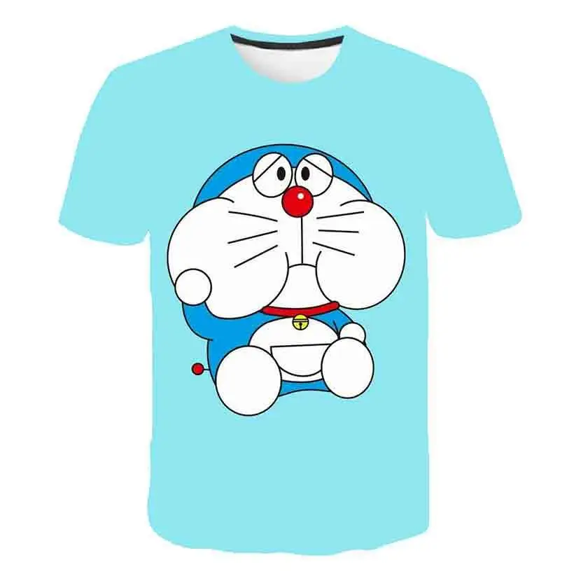 

Boy Cartoon Cute Fat Blue Doraemon T-shirt Character Japan Manga Print T shirt Top Summer Girl Funny Shirt Short-Sleeve tees