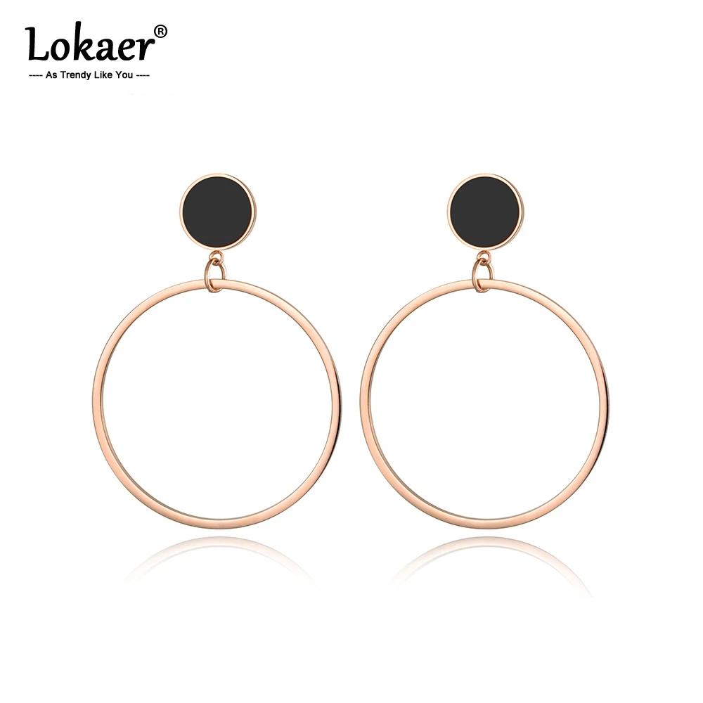 Женские акриловые серьги гвоздики Lokaer черные круглые из нержавеющей стали цвета