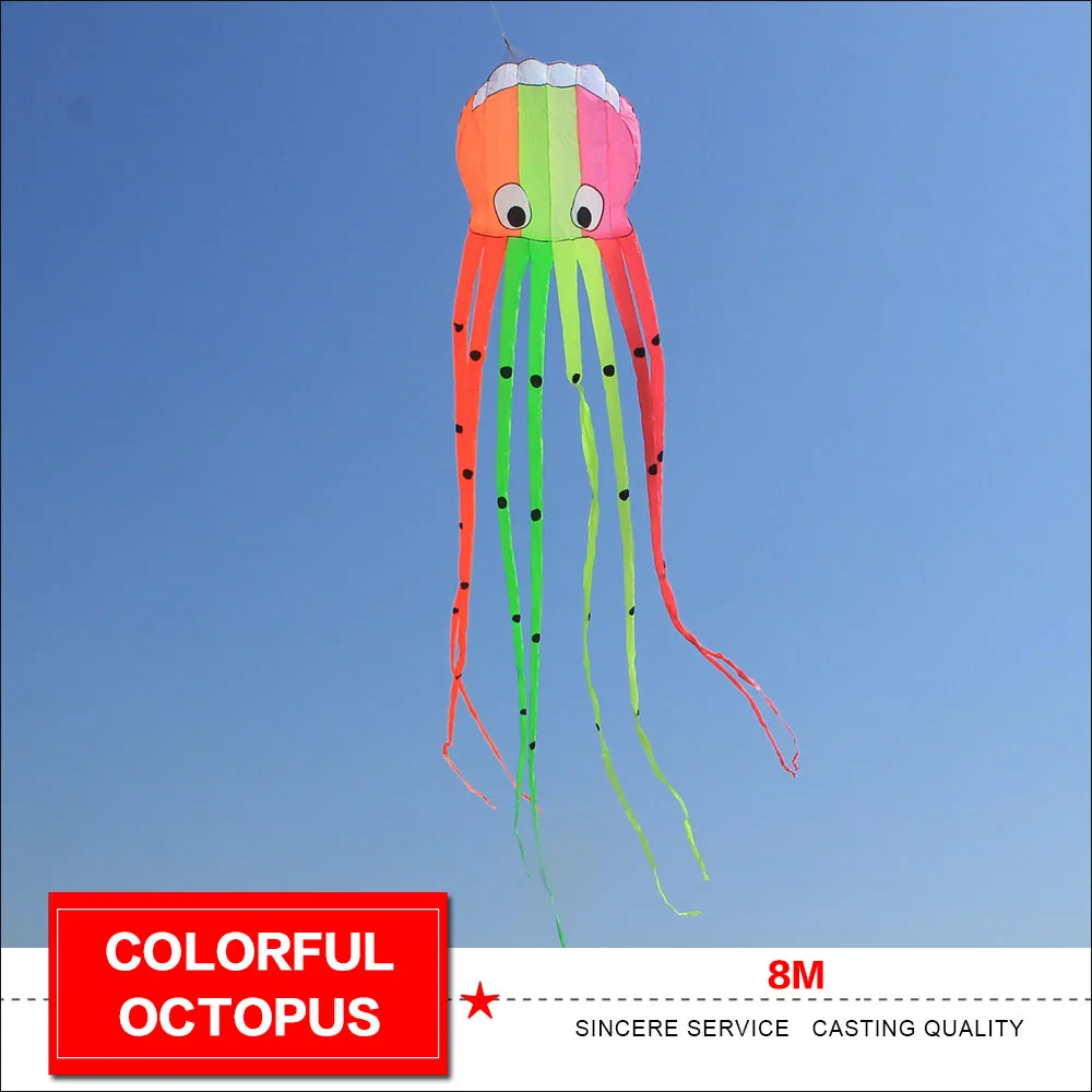 8 м красочный бумажный змей в форме осьминога мягкий надувной для audlts 3D
