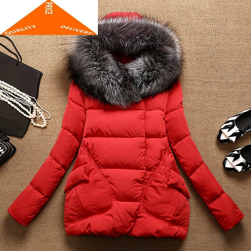 

20% 2020 New Duck Down Jacket + Large Fox Fur Hooded Long Sleeve Winter Coat Female Korean Thick Warm Coats Hiver YRF7709