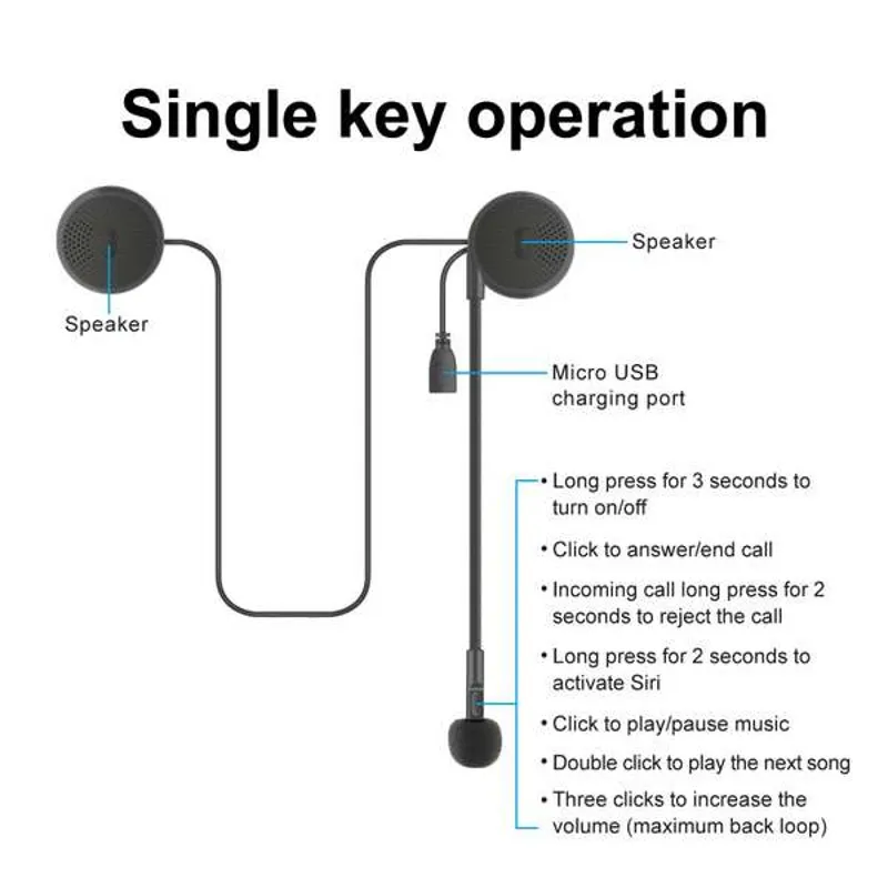 Bluetooth-гарнитура для шлема M6 2021 мотоцикла велосипеда проигрывателя MP3 динамика