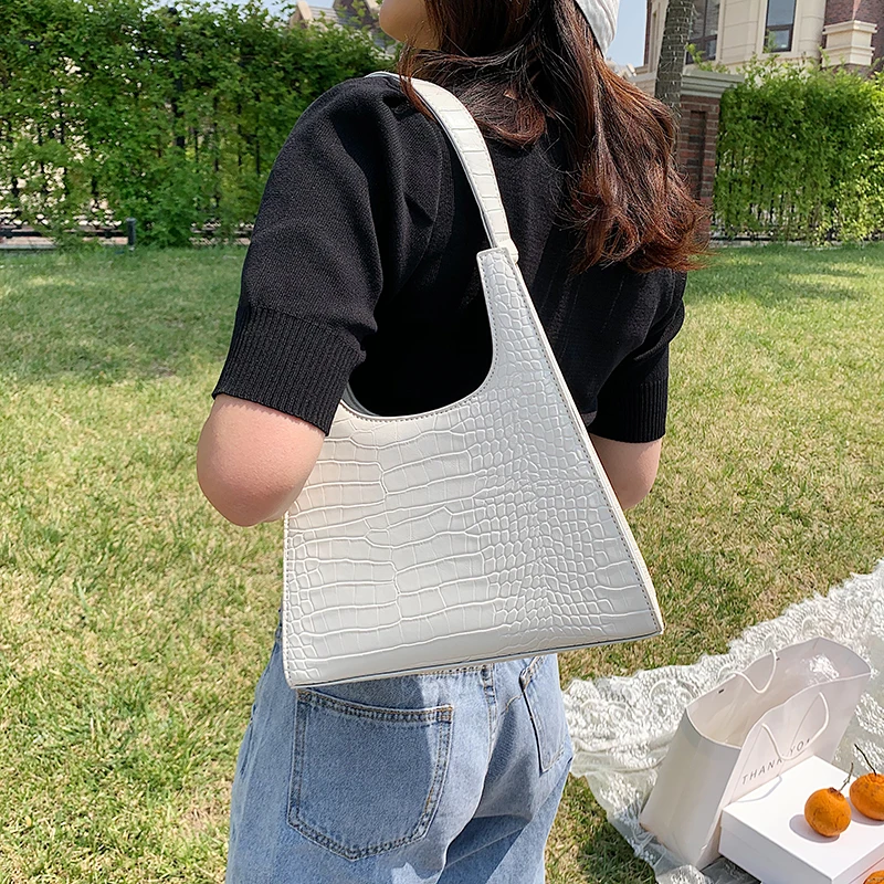 Маленькая сумка из искусственной кожи под мышку с крокодиловым узором для женщин