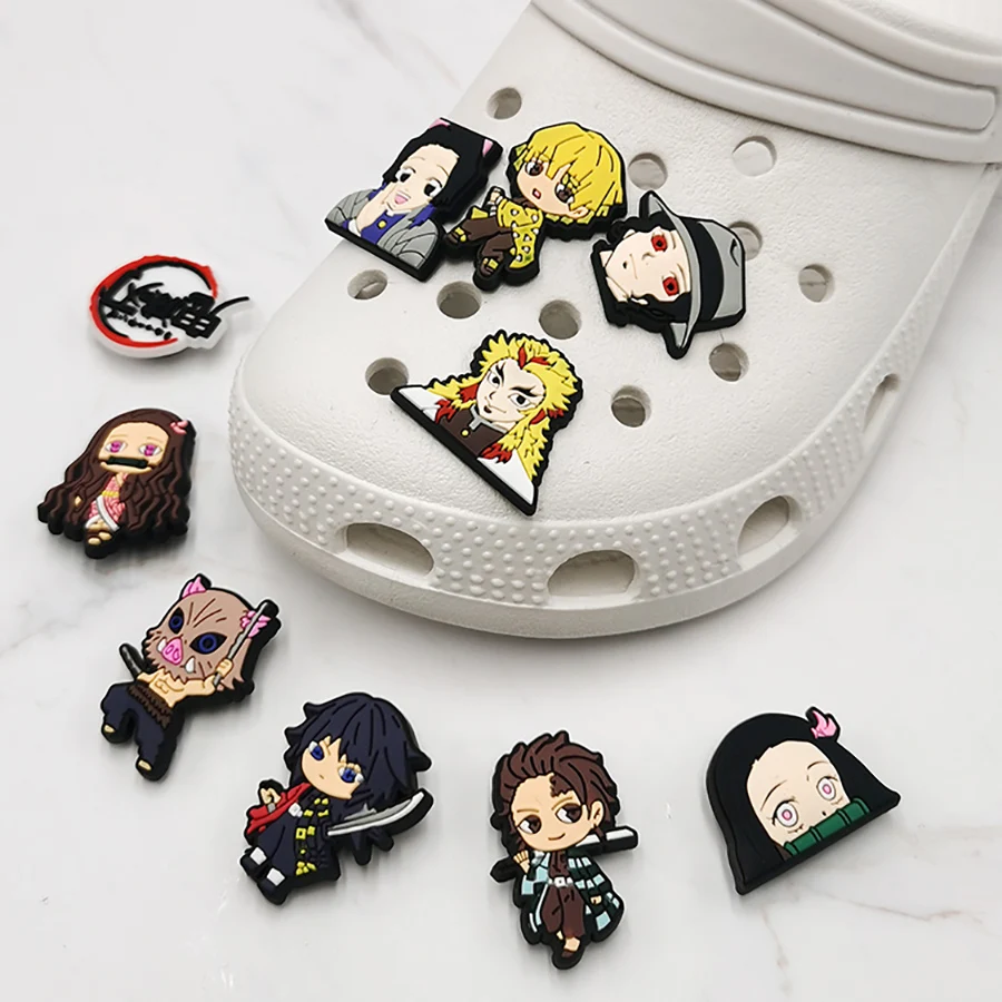 Single Sale 1pcs Japanese Anime PVC Shoe Charms Shoe Accessories Shoe Buckle Diy Wristbands Decorations For Kids Gift Croc Jibz