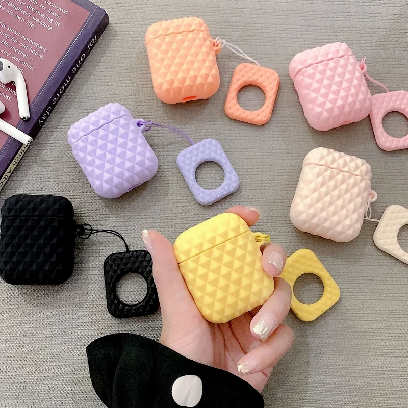 

For AirPods Case Silicone Diamond Bag Earphone Case For Airpods 2 TWS Headphone Case for Apple Air pods Cover Earpods Ring Strap