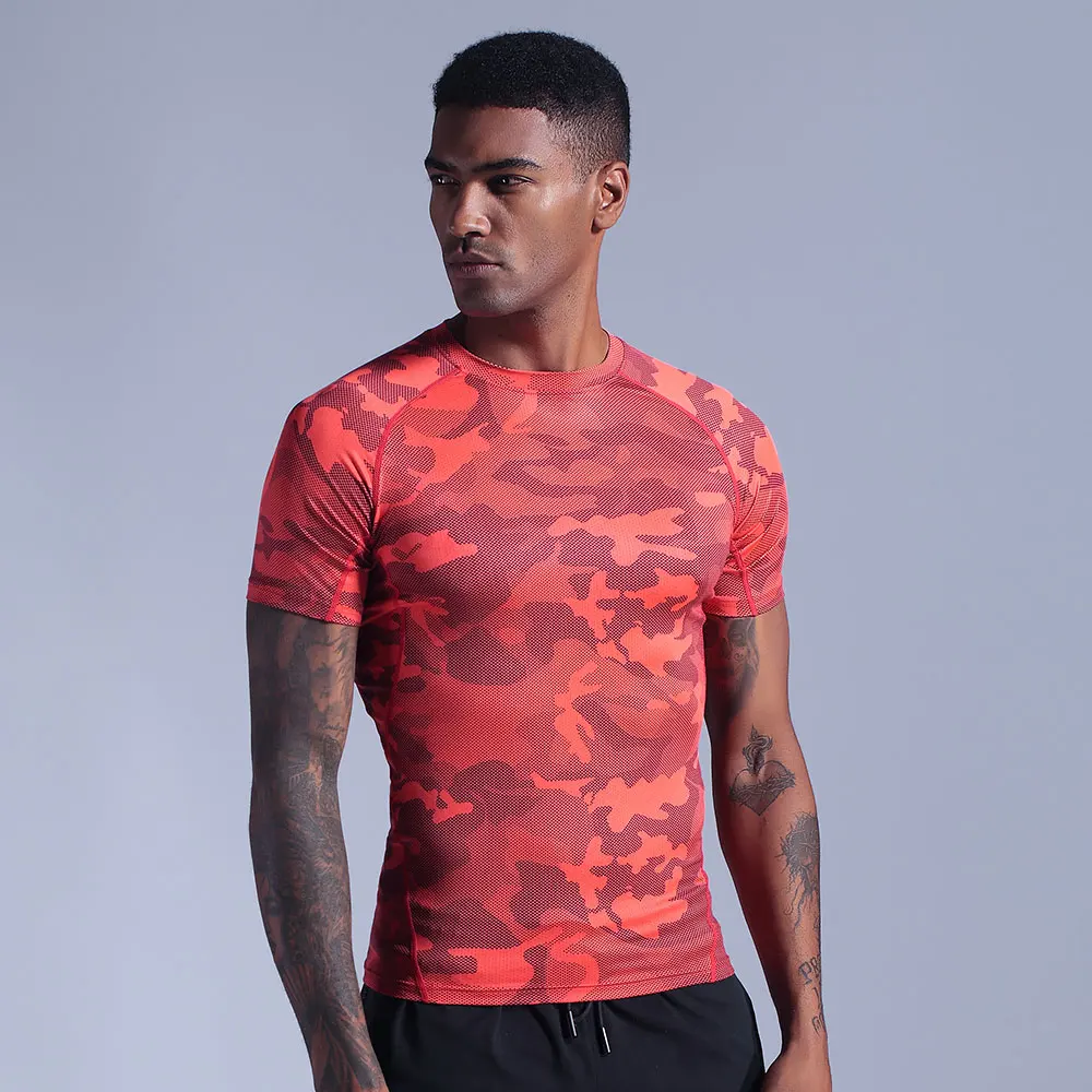 Men's Running T-Shirts, Quick-Drying Compression Sports T-Shirts, Fitness Gym Running Shirts, Men's Soccer T-Shirts