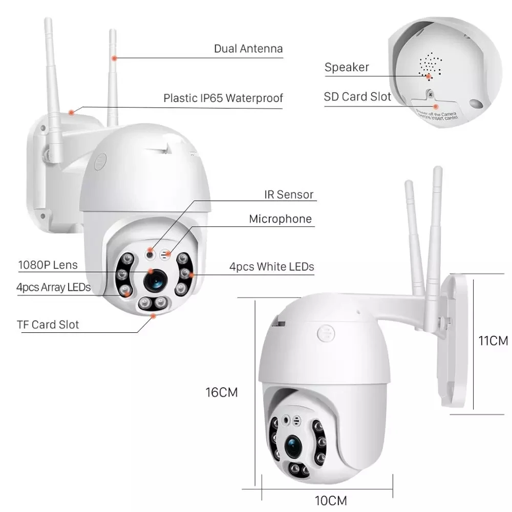 

HONTUSEC HD 3MP PTZ Wifi IP Camera Outdoor 4X Digital Zoom AI Human Detect Speed Dome PTZ Network CCTV Surveillance APP YI LOT