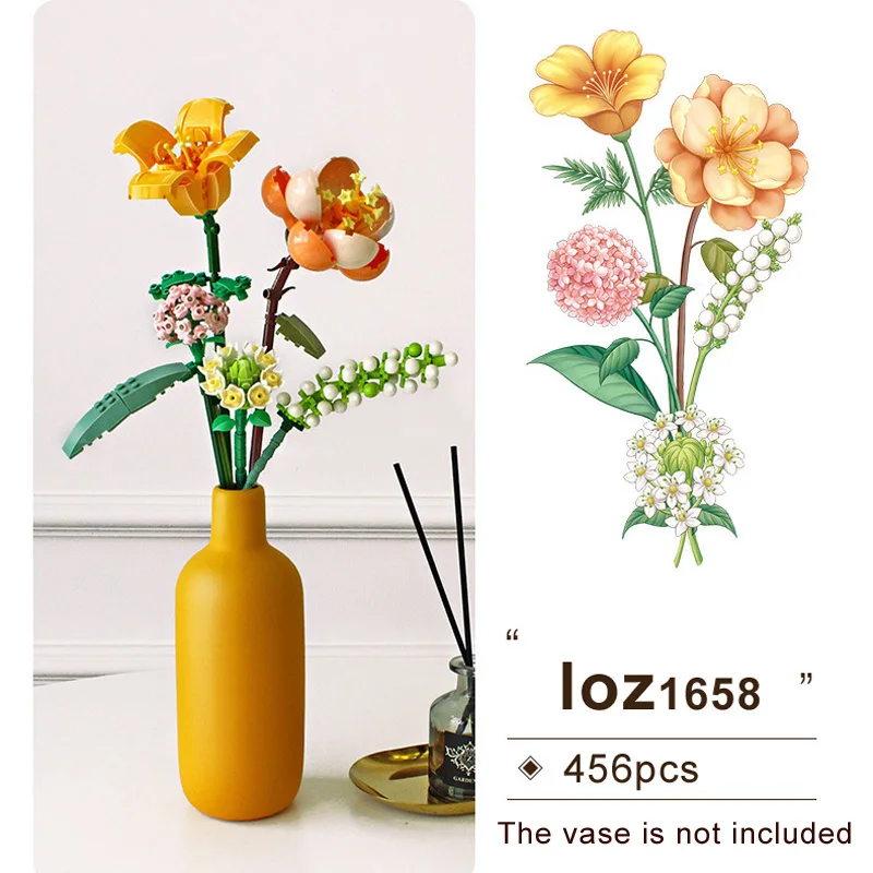 Миниатюрные строительные блоки: Городские цветы LOZ Сакура суккуленты растение