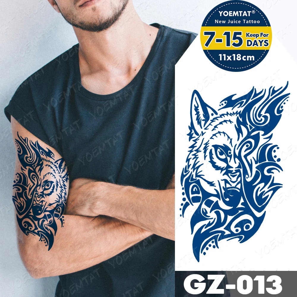 

Chest And Shoulder Tattoos For Men Tatoo Temporal Arm Realistic Body Art Dragon Tattoo Blitz Wolf Temporary Stickers Waterproof