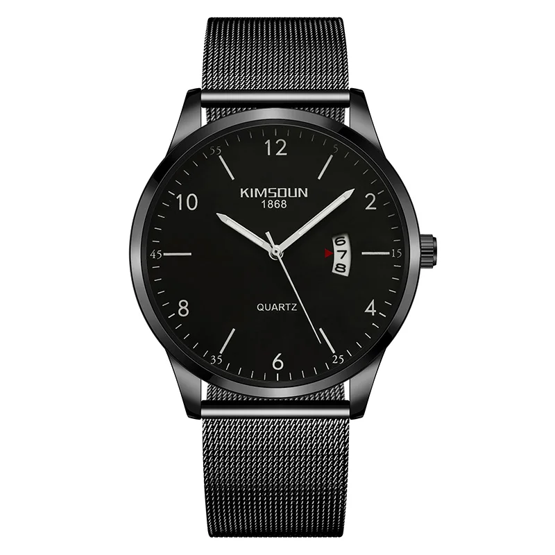 KIMSDUN повседневные мужские наручные часы с кожаным сетчатым стальным ремешком