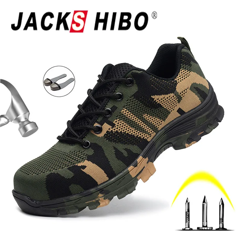 

Защитная обувь JACKSHIBO, мужские рабочие защитные ботинки со стальным носком, мужские защитные ботинки, рабочие дышащие кроссовки, большие раз...