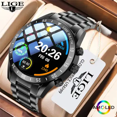 Новинка 2022, мужские Смарт-часы LIGE с Bluetooth-вызовом, полностью сенсорные водонепроницаемые спортивные фитнес-часы, Роскошные Смарт-часы для му...
