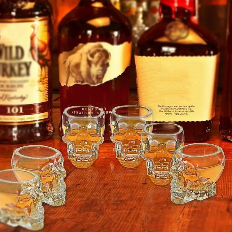 

75ml Crystal Skull Cup Vodka Glass Skull Head Wine Glass Crystal Bottle Transparent Wine Drinking Cups for Halloween Supplies