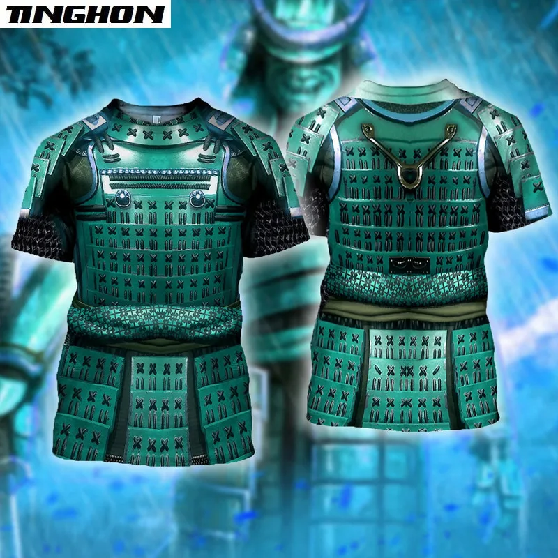XS 7XL новые летние футболки 3D печатных самурая броня для мужчин Harajuku модные