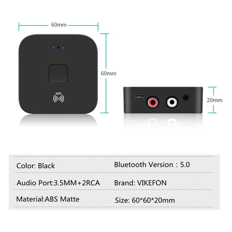 

Bluetooth 5.0 Audio Receiver 3.5mm AUX Jack Music Stereo Wireless Adapter With Mic NFC For Car Speaker RCA Bluetooth Transmitter