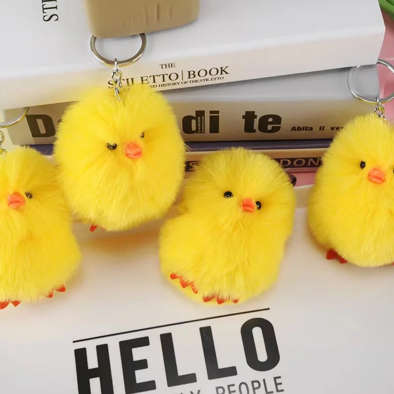 

Cute Cartoon Plush Key Chain Fluffy Fur Chick Keychain Kawaii Car Keychain Key Ring Pendant Gift for Girl Boy