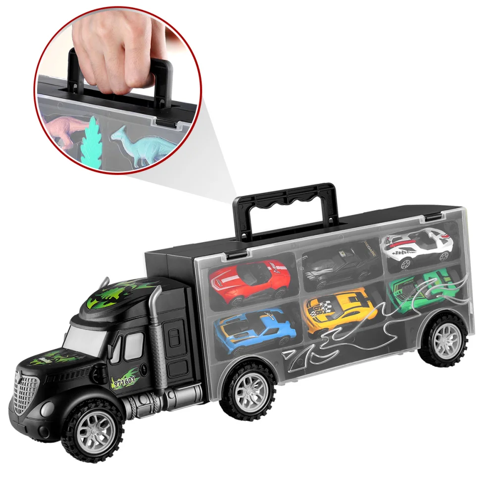 

iBaseToy 19pcs/pack Carrier Truck Set Vehicles Dinosaurs Transport Car for Boys Girls Children Gift