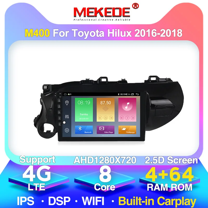 Автомагнитола MEKEDE на Android 10 0 2DIN 4G lte 2.5D IPS DSP для Toyota Hilux 2016 2018 Авторадио навигация GPS