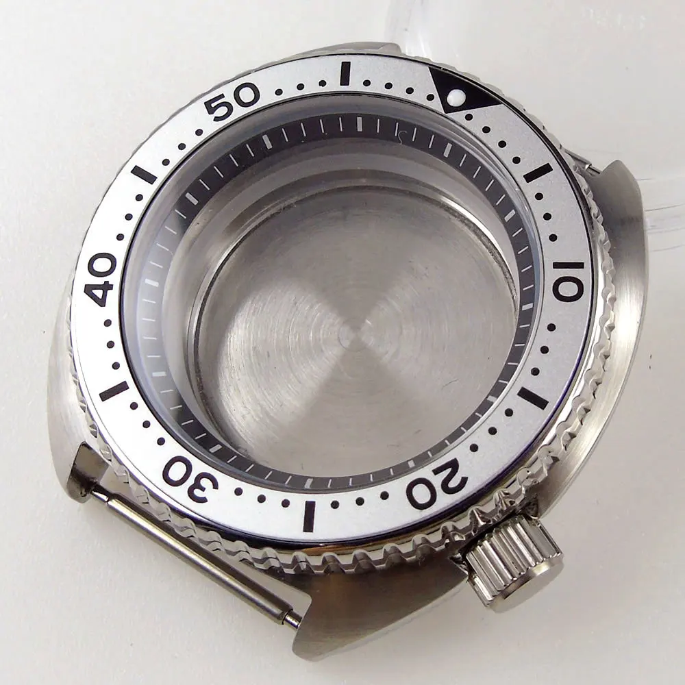 БЛИГЕР 45 мм Корпус автоматических часов подходит для движения NH35A NH36A серого вставки сапфировый кристалл щеткой завинчивающейся коронки.