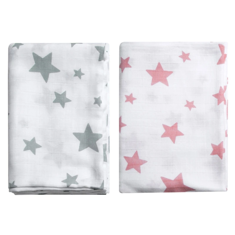 

100x70cm Baby Muslin Receiving Blanket Infants Stars Pattern Swaddling Wrap Gift 54DF