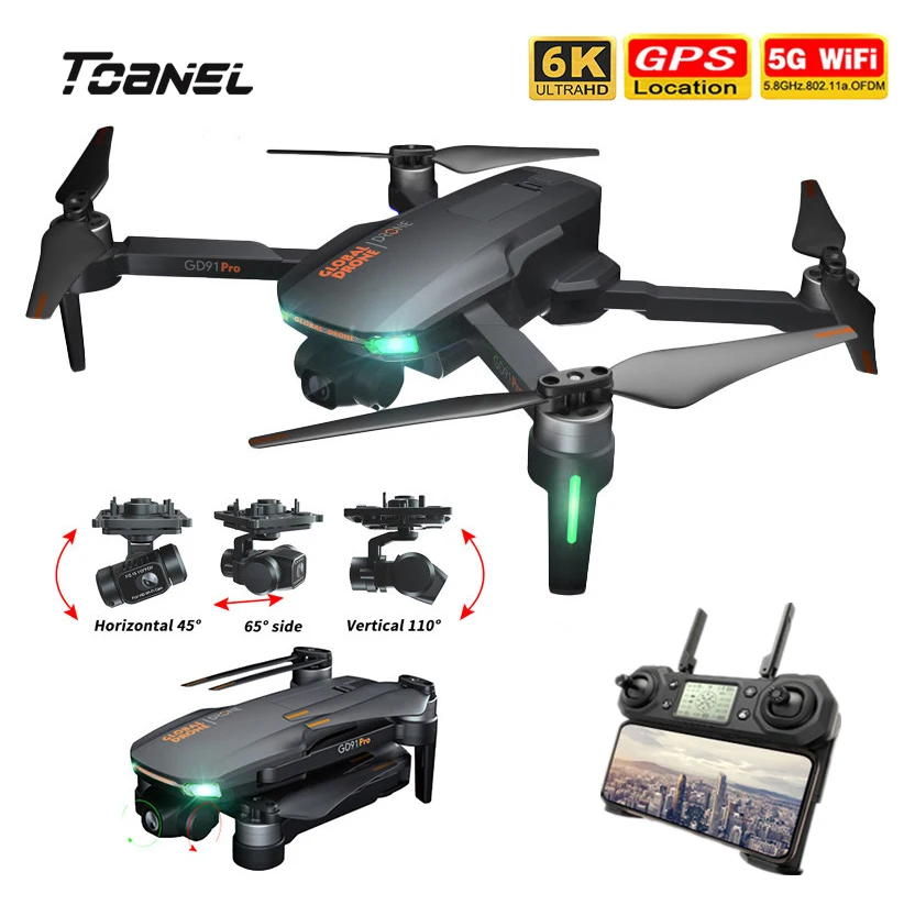 gd91 pro drone 4k6k hd камера 5g wi fi gps и 3 осевому гид