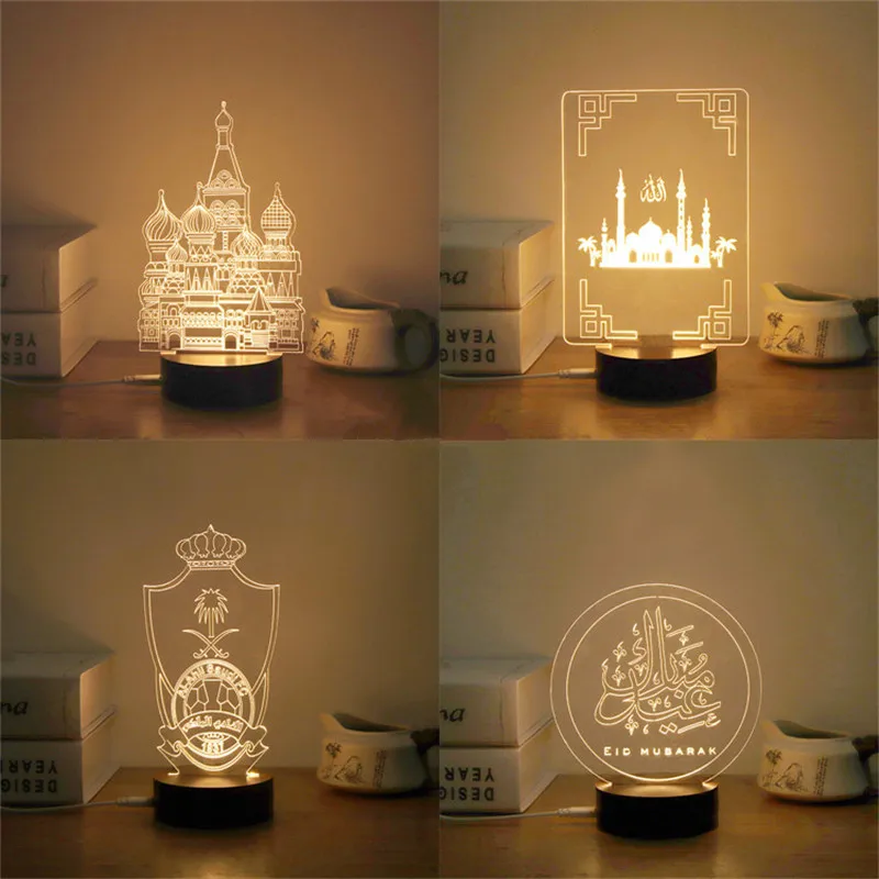 

QIFU ИД Мубарак орнамент декора светильник ИД Карим Рамадан декор для домашнего освещения Рамадан Мубарак Ид аль-Адха исламский мусульманский вечерние Декор